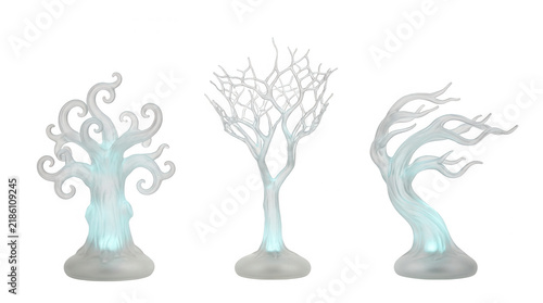 Mysterious luminous trees creating a spooky halloween ambiance for an enchanting experience