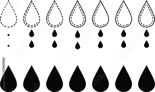 Droplet icon collection featuring various water and liquid design