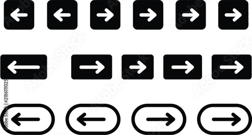 Arrow icon set featuring various black square and rounded