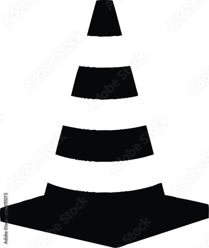 Cone icon silhouette single traffic warning marker with silhouette