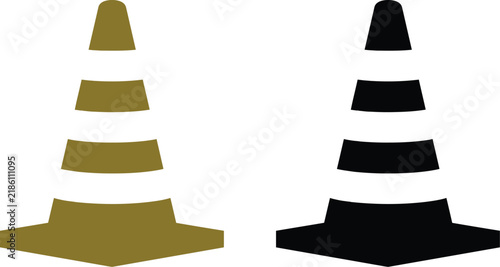 Cone icon vector road safety warning markers with construction