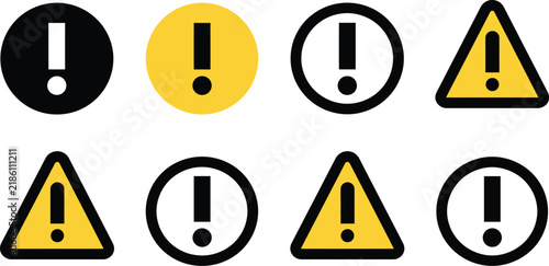 Warning icons set featuring various danger symbols in yellow