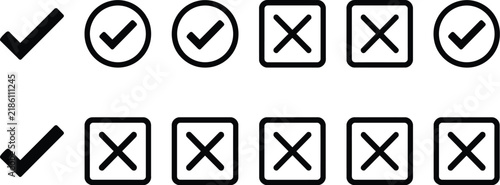 Checkmark icon set featuring validation symbols and cross markers