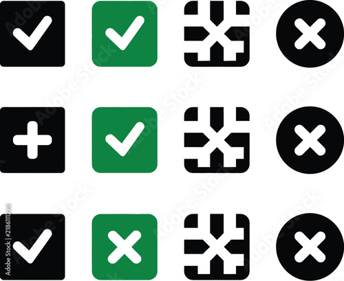 Checkbox vector collection showing multiple selection status