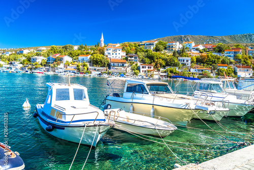 Jadranovo village seafront and harbor view.