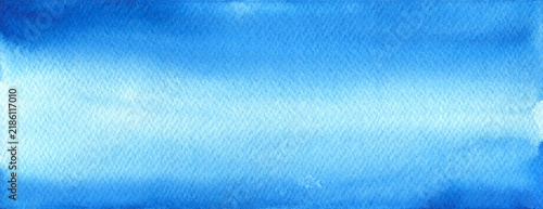 Vibrant turquoise blue and white watercolor painted textured background. Creative bright water or clear sky watercolour painting texture for aqua ocean design, abstract cloud concept
