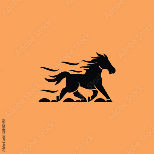 Running Horse Simple – Minimalist Horse Logo Illustration Creative Design Template 