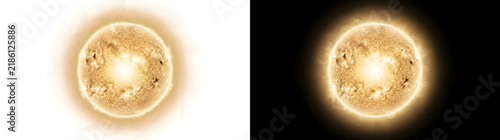Принти на полотні Intense sun sphere with detailed sunspot clusters and blazing white central ligh