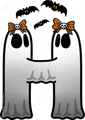 Halloween Spooky Ghost Cartoon Alphabet H Illustration