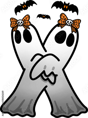 Halloween Spooky Ghost Cartoon Alphabet X Illustration
