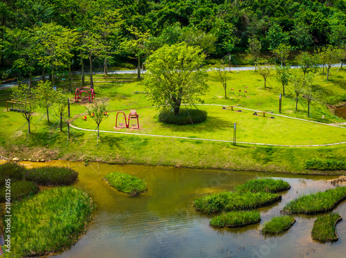 Aerial View of Shenzhen Toupi Park, Shenzhen, Guangdong Province, China