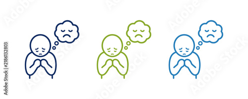 Fotografía Sad person icon set representing depression mental health and negative thoughts
