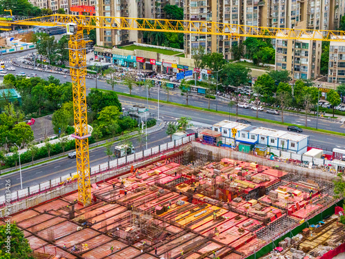 Aerial View of Construction site at Shenzhen Longgang District Guangdong Province, China