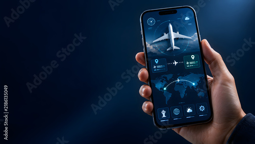 Smartphone displaying a fictional digital flight management interface