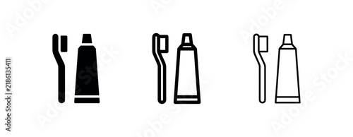 Obraz na płótnie Toothbrush and toothpaste dental icon set