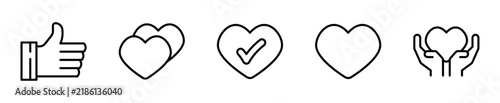 Foto Set de 5 iconos de like y corazón