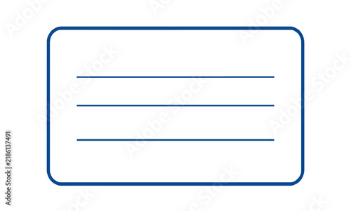 Simple rounded rectangle note frame with lined paper blue vector