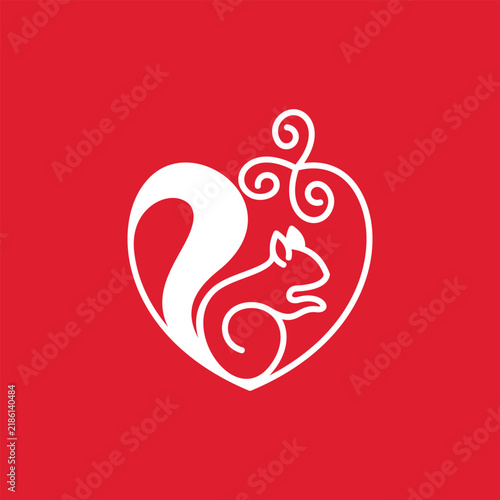 Love Squirrel Simple – Cute Minimalist Love Logo Illustration Creative Design Template 