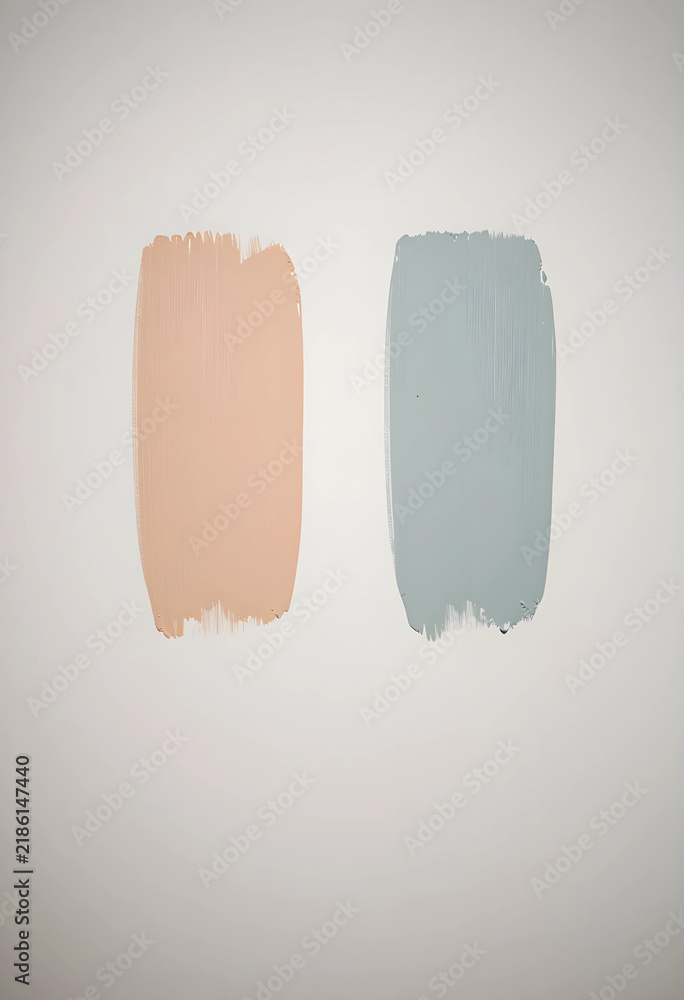Fototapeta premium Interior design color palette, peach and sage green paint swatches for home renovation and wall decor inspiration on a clean white background