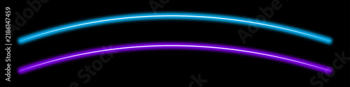 Neon Curved Light Lines Abstract Background in Blue and Purple.