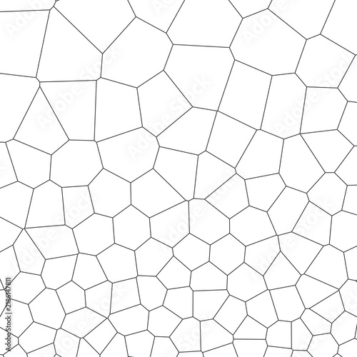 Canvas Print Polygon cell field shifting from open spacing to fine density across the frame