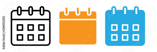 Three colorful calendar icons in different styles representing scheduling and time management