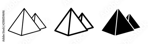 Pyramid Icons, Egyptian Landmarks, Ancient Architecture Symbols, Geometric Structures, Travel Graphics