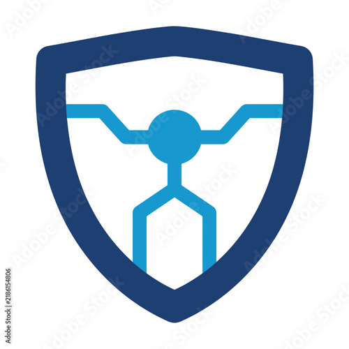 Фотография Digital data network shield security icon with data protection cyber security cy