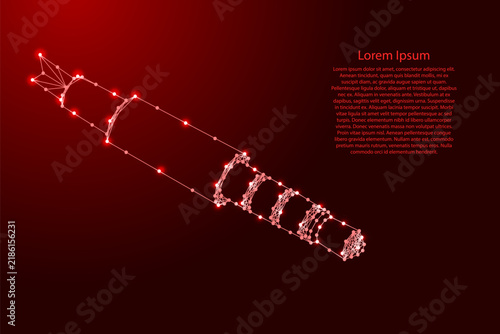 electrical plug from futuristic polygonal red lines and glowing stars for banner, poster, greeting card