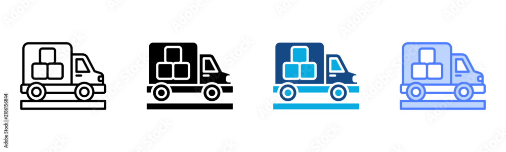 Fototapeta premium Van Icon Multiple Style Vector Illustration