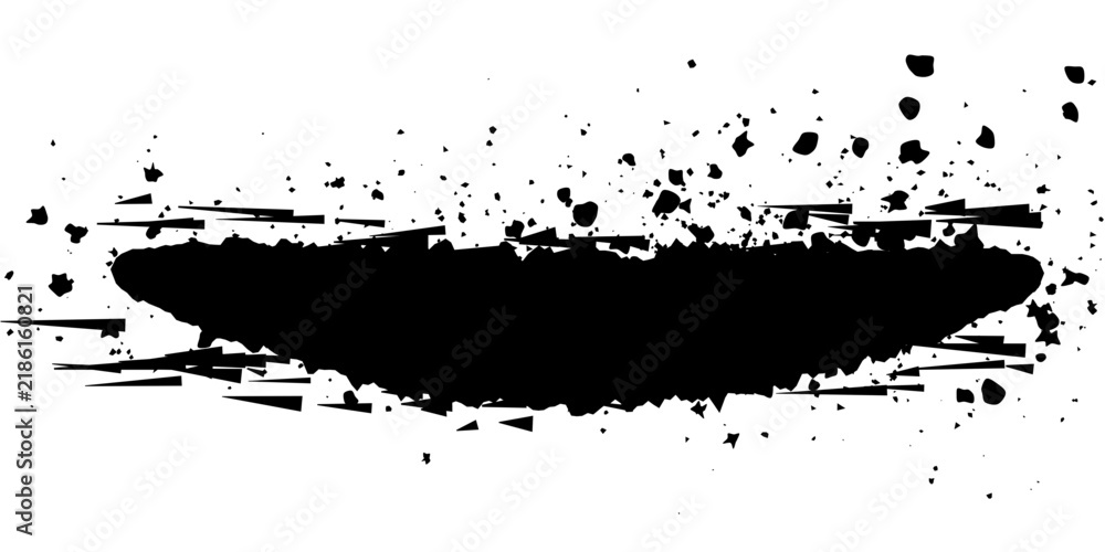 Obraz premium A black ink splatter effect creates a dynamic and abstract graphic element, ideal for adding a touch of grunge or artistic flair to designs.