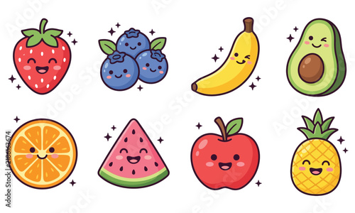 Healthy food doodle sticker bundle