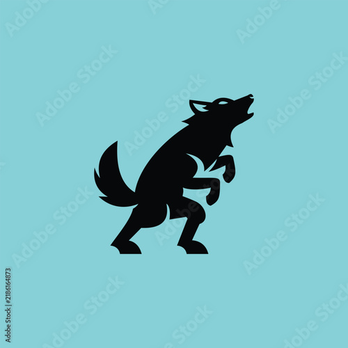 Standing Wolf Simple – Minimalist Wolf Silhouette Logo Illustration Creative Design Template 