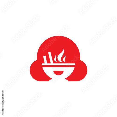 Silhouette Face Bowl Food – Simple Minimalist Logo Illustration Creative Design Template 