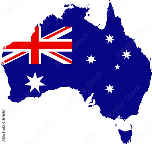 Australia flag map illustration isolated on transparent background
