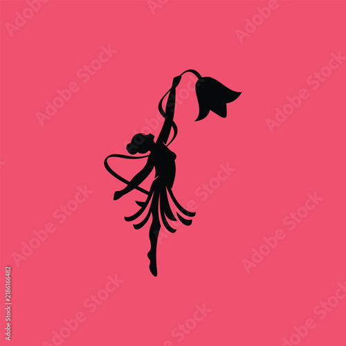Woman Dance Flower – Simple Minimalist Silhouette Logo Illustration Creative Design Template 