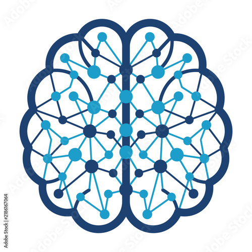 Abstract human brain network connectivity icon with neural network digital brain artificial intell
