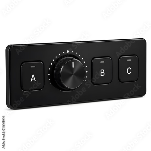 Black Electronic Control Panel with Buttons and Rotary Selector