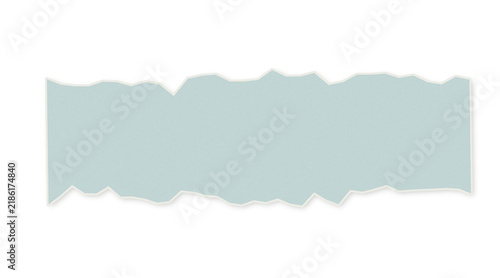 Hand made light blue torn paper strip design element as element