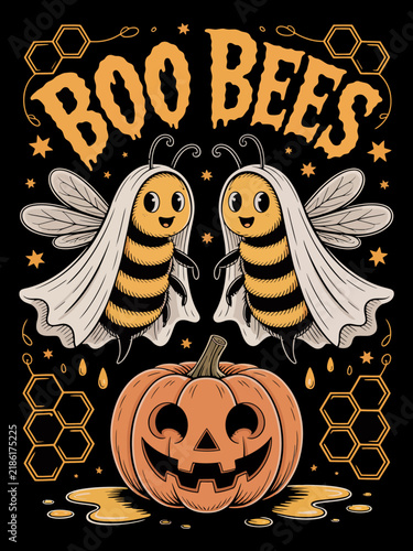 Boo Bees ghost costume bees jack-o-lantern Halloween pun