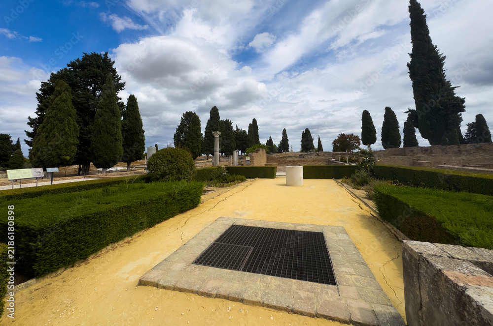Obraz premium Italica, an ancient Roman city in Hispania; its site is close to the town of Santiponce in the province of Seville, Spain.