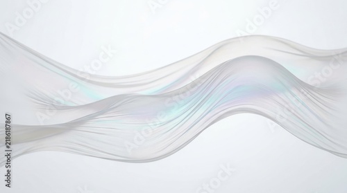 abstract background with flowing white silk fabric waves and soft iridescent light reflections for elegant design