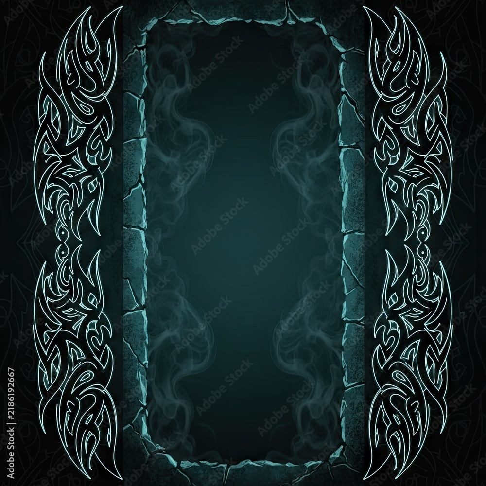 Ornate tribal frame on dark background