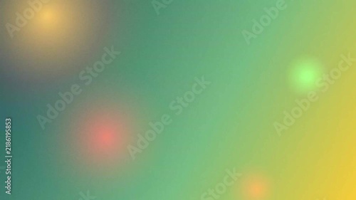 Soft glowing circles floating across a smooth gradient transition of vibrant green and yellow colors