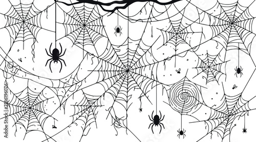 Obraz na plátne Halloween Spiders and Cobwebs