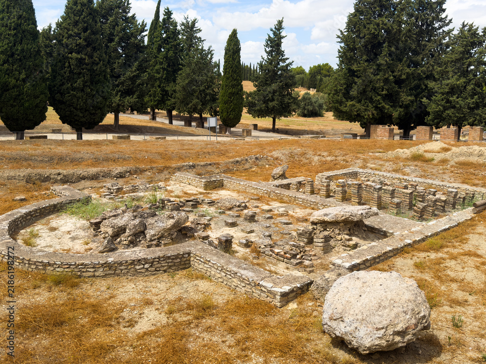 Obraz premium Italica, an ancient Roman city in Hispania; its site is close to the town of Santiponce in the province of Seville, Spain.