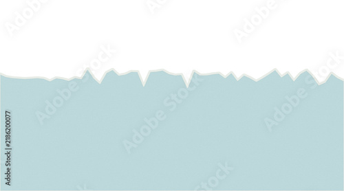 Hand made torn light blue paper strip for design as isolated element