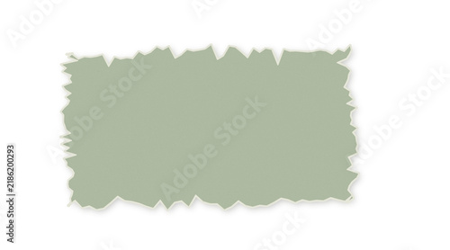 Hand made torn sage green paper scrap for design as clean cutout
