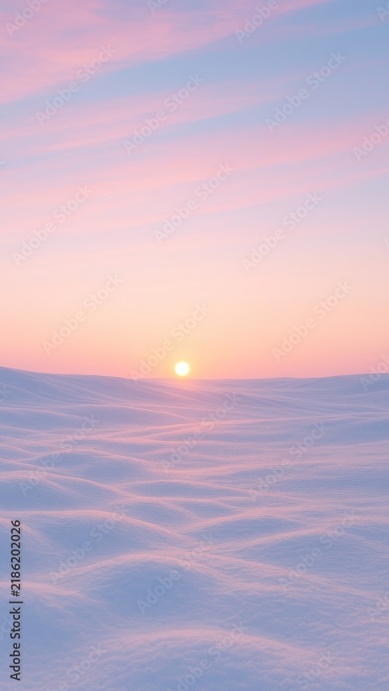 Fototapeta premium Serene pastel snowy landscape mobile wallpaper
