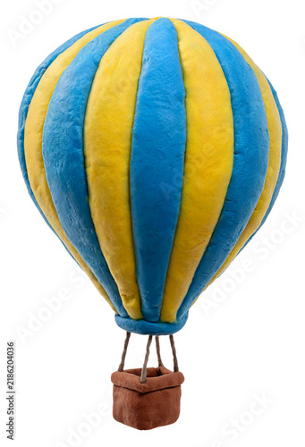 Handmade hot air balloon crafted from colorful modeling clay for creative projects